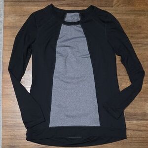 CAbi Black and Gray Long Sleeve Panel Tee